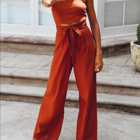 NWT Hello Molly Pop Records Jumpsuit in Rust Linen - Picture 3 of 7